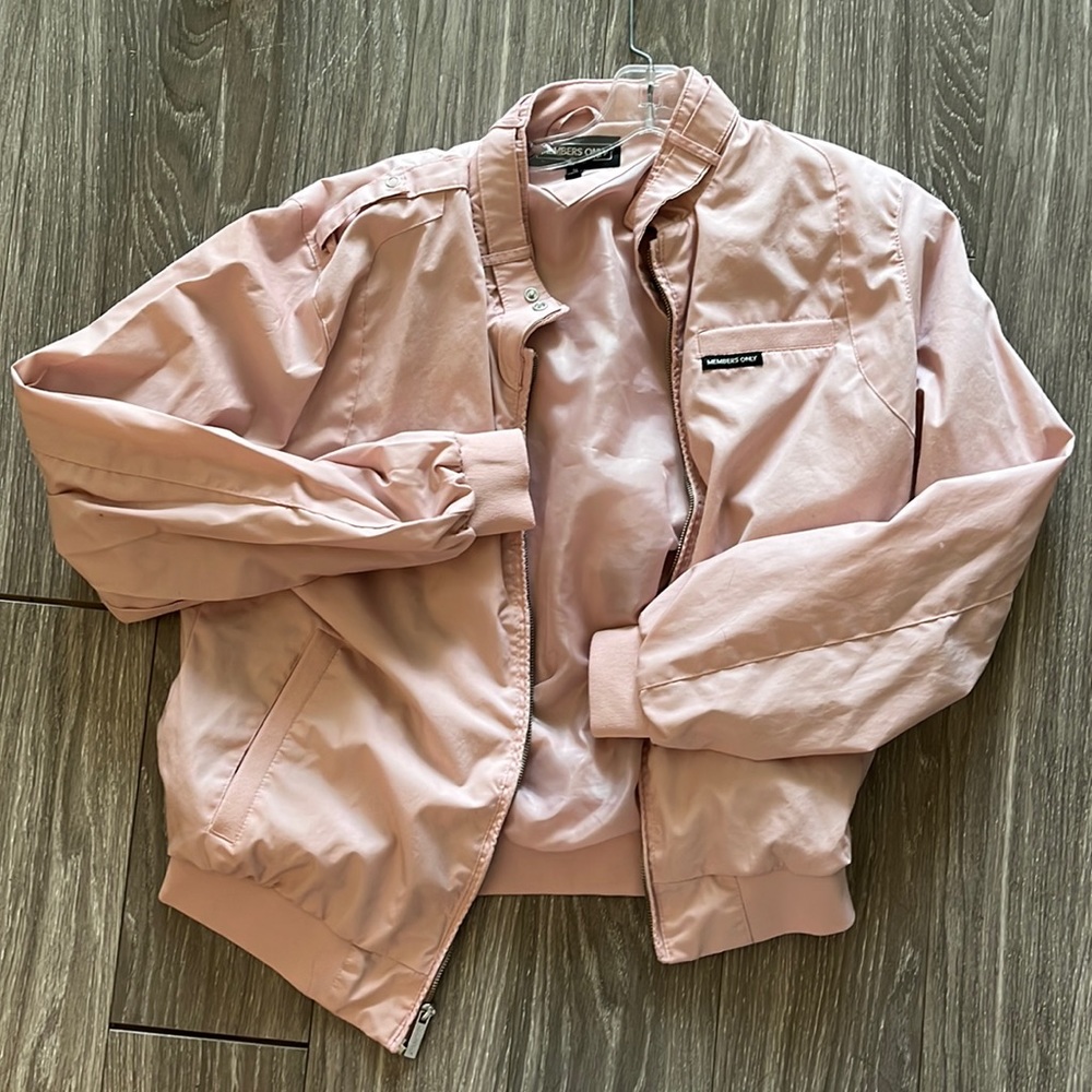Pink members only unisex men’s jacket